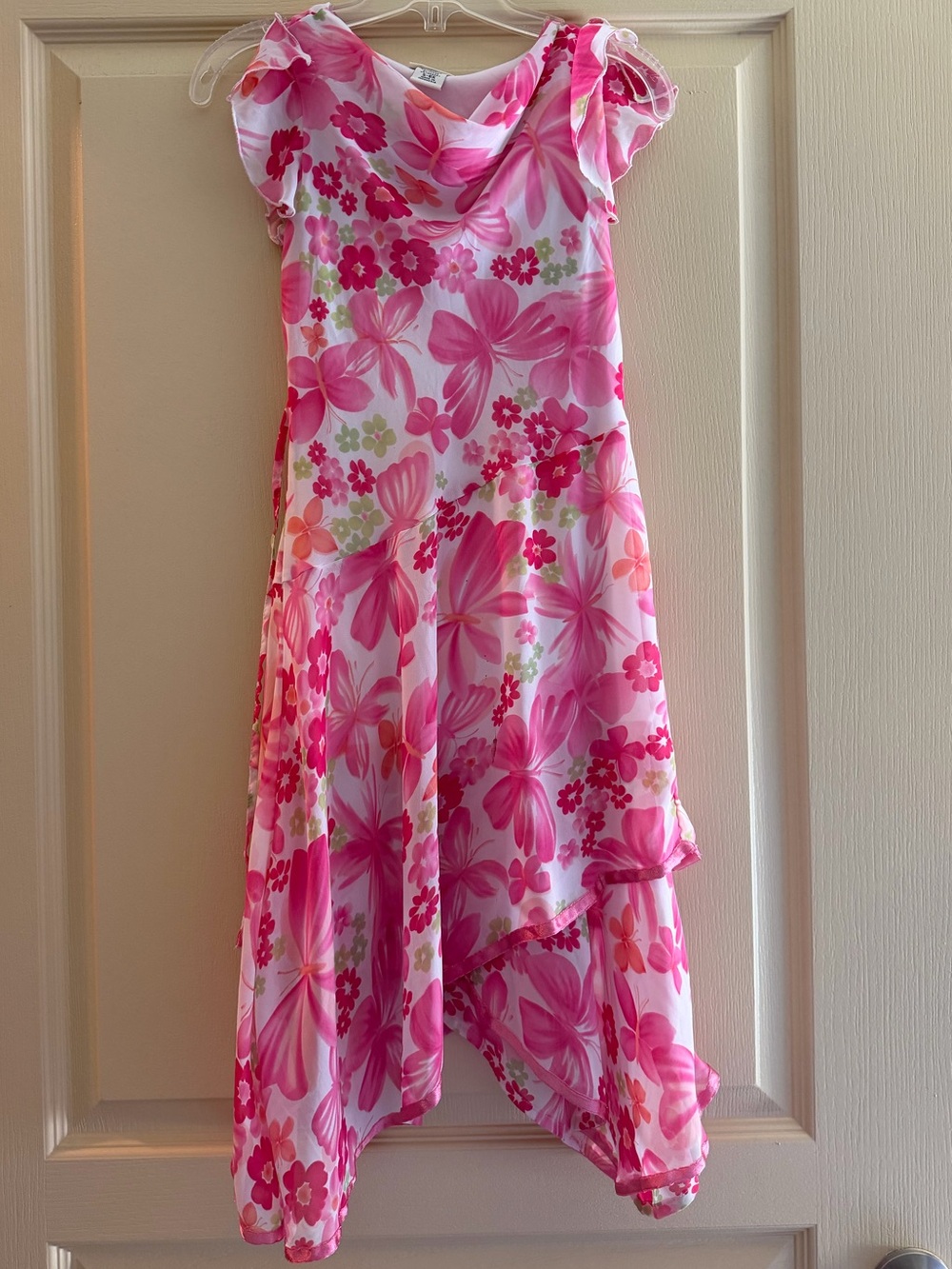 Cherokee Pink Floral Handkerchief Hem Girls Dress